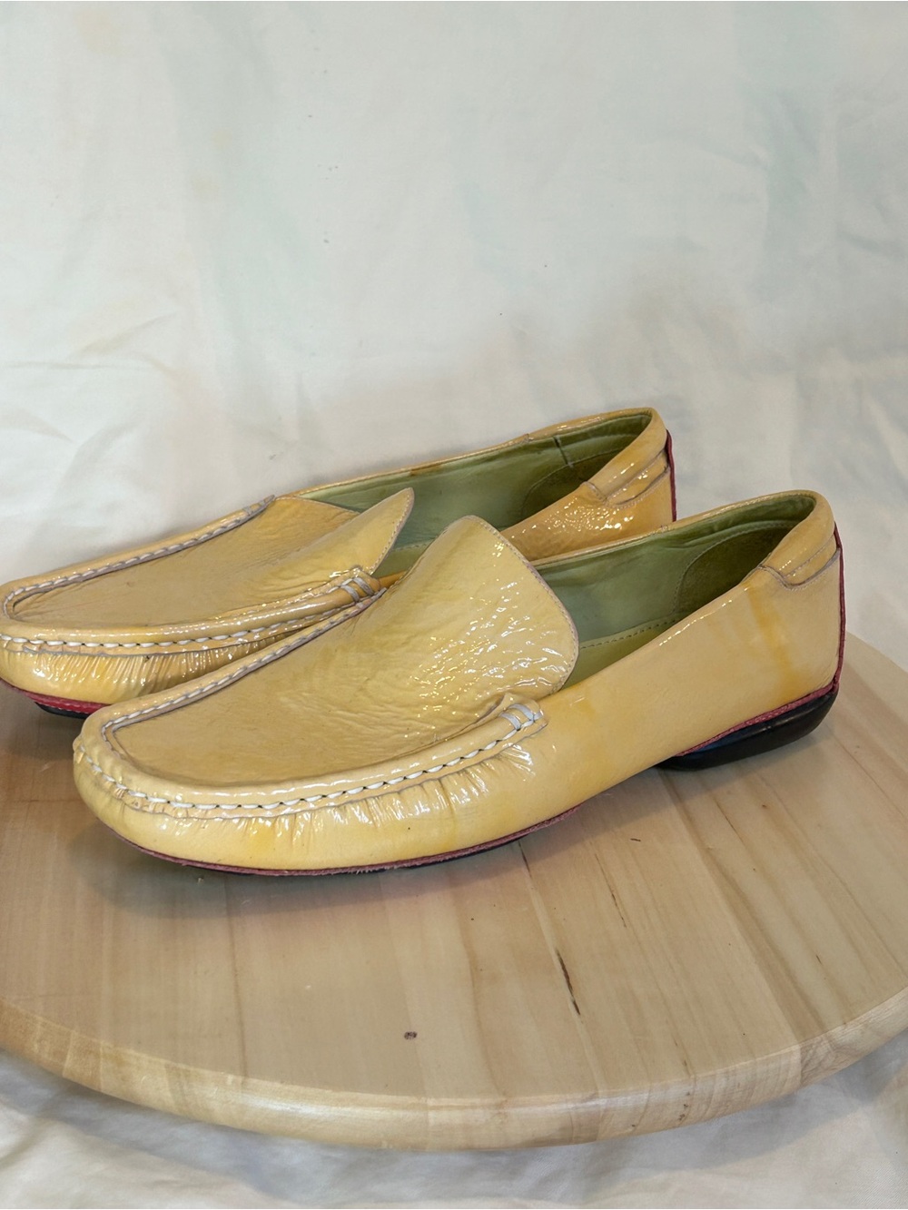 Cole Haan Women’s Yellow/Pink Leather Slip-On Loafer Flats Square Toe US 9.5B